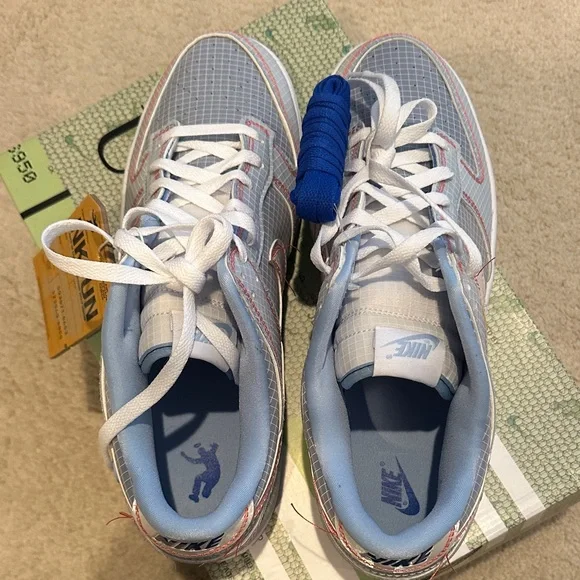 Men’s Unique Blue and Orange Nike UN/LA Custom Sneakers
